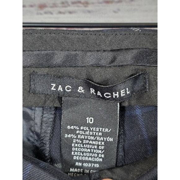 Zach & Rachel Women's Plaid Dress Pants size 10 Navy Gray Windowpane - Picture 4 of 6